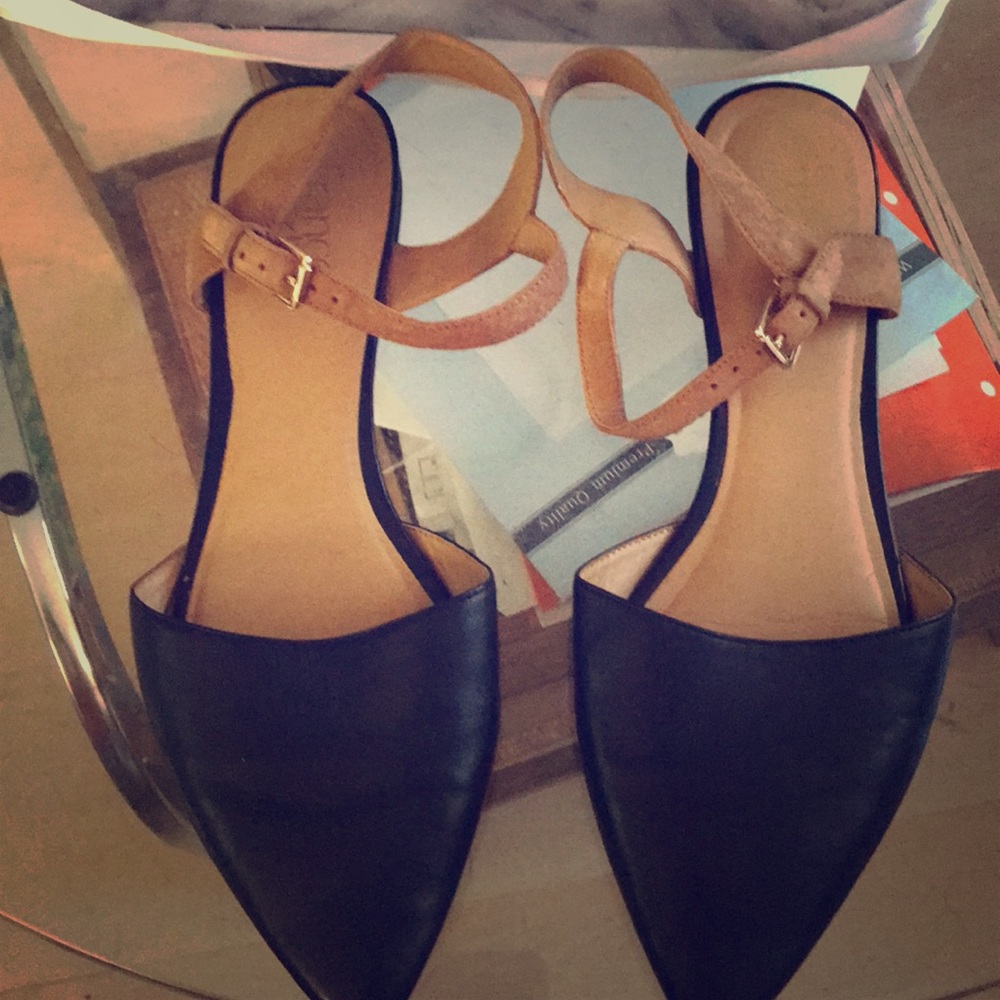 Franco Sarto Black and Tan Flats